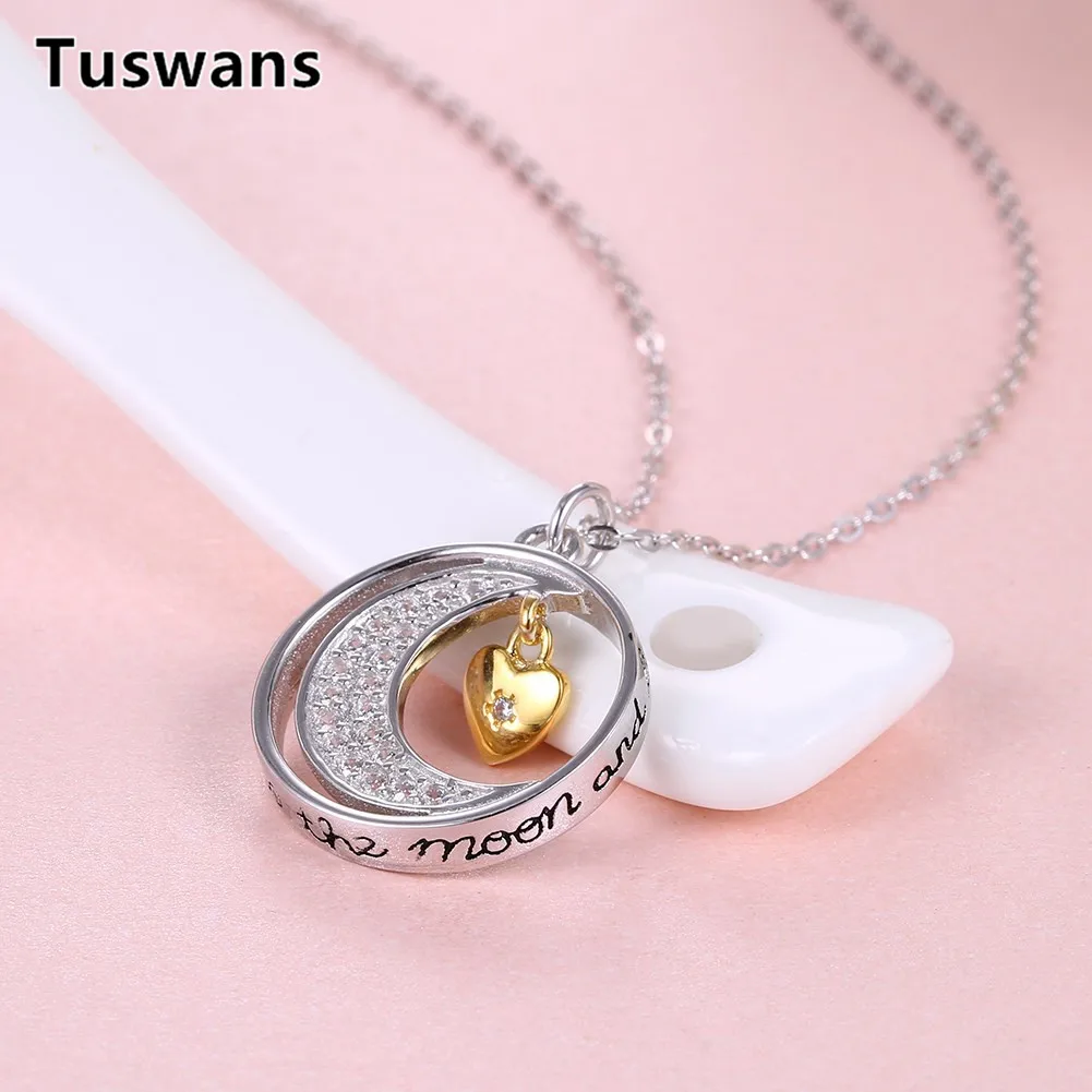 Подвеска с надписью I Love You To The Moon and Back из стерлингового серебра S925 пробы колье