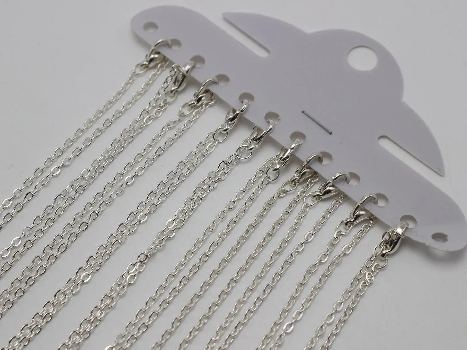 

5 Silver Plated Cable Box Chain Finished Necklace 2mm 16" with Lobster Clasp
