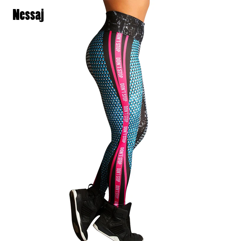 

Nessaj Leggings For Women Fashion Printed Leggings Polyester Sexy Hips High Waist Casual Pants Breathable Fitness Leggings