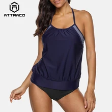 Attraco Women One Piece Swimwear Colorblock Swimsuit Strap Bathing Suit Beachwear Sexy Monokini Bikini dark grey sexy stripe colorblock bikini set