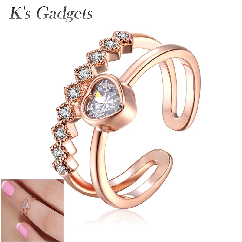 

K's Gadgets Rose Gold Silver Color Knuckle Rings Crystal Finger Joint Ring Fashion Nail Rings Jewelry Women Adjustable Toe Ring