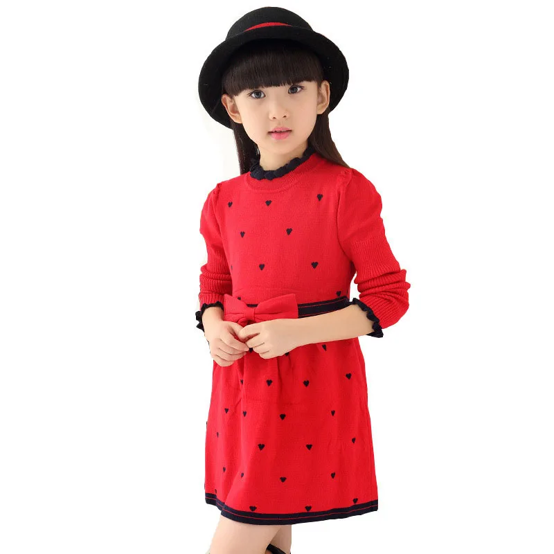 Платье для девочек коллекция года, осенне-зимние вязаные детские платья принцессы для рождественской вечеринки, одежда для девочек Одежда для детей возрастом 4, 6, 8, 10, 12 лет