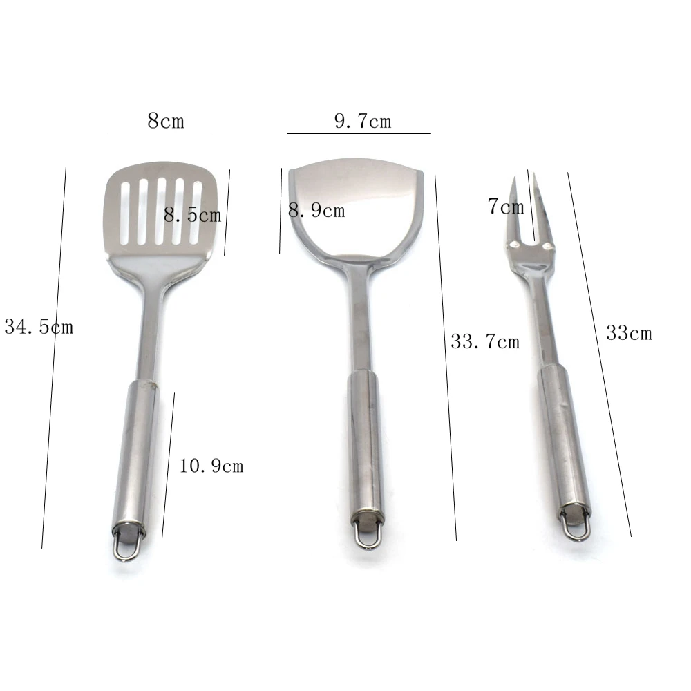 Sweettreats 3pcs stainless steel Cooking Utensils Large Size Turners For Fried Steak Shovel Long Handle Slotted Turner Spatula Sweettreats 3pcs stainless steel Cooking Utensils Large Size Turners For Fried Steak Shovel Long Handle Slotted Turner Spatula