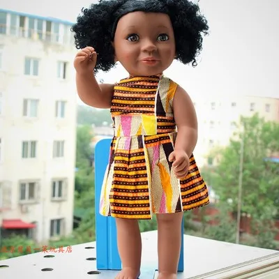 46 см черная кожа африканская девочка кукла кудри кукла Взрывная голова игрушка новорожденный мальчик девочка подарок на день рождения эмуляция куклы Детский подарок кукла - Цвет: B