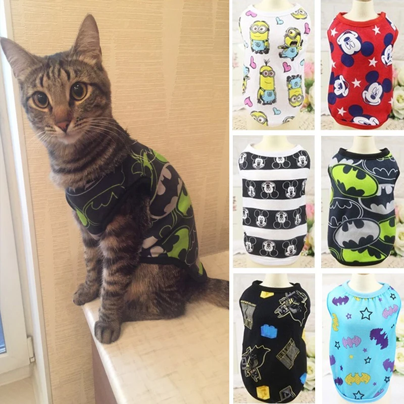

Fashion Summer Cat Costume Clothes Cartoon Cat T-shirt Vest Pet Tshirt Clothing For Small Cats Kitten Shirt Coat Pet Dog Clothes