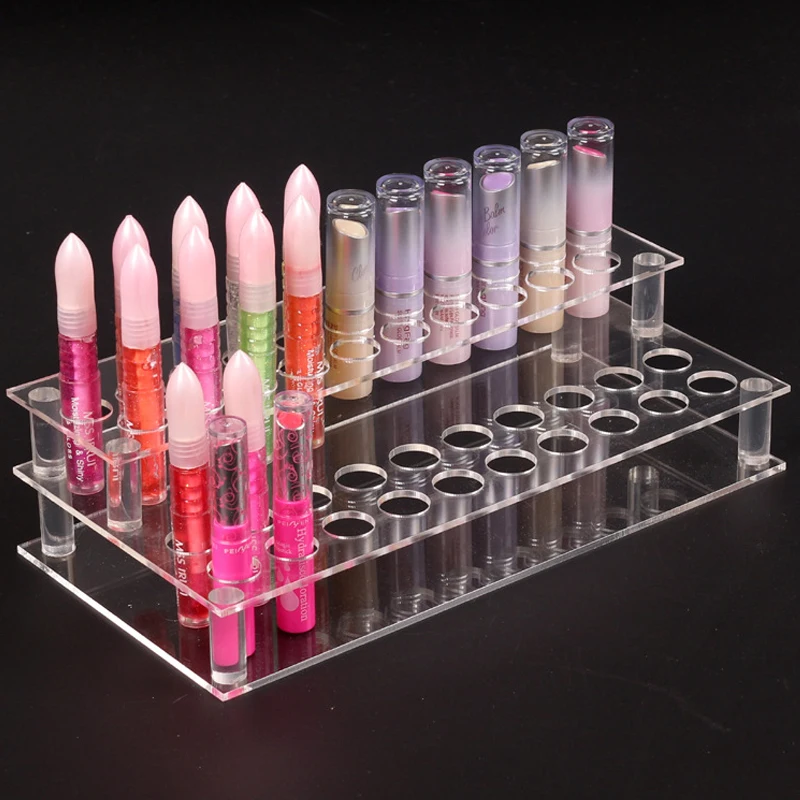 

New Clear Acrylic 41 Holes Lipstick Holder Makeup Organizer Lip Gloss Makeup Brushes Holder Case Desktop Cosmetic Storage Box