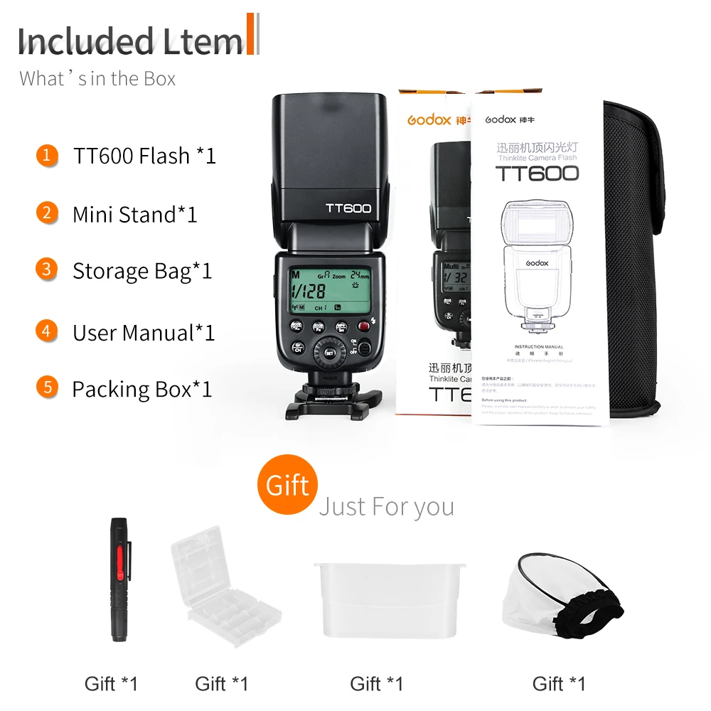 Godox TT600 2.4G Wireless GN60 Master/Slave Camera Flash Speedlite for Canon Sony Nikon Pentax Olympus Fuji Lumix on camera flash camera flash