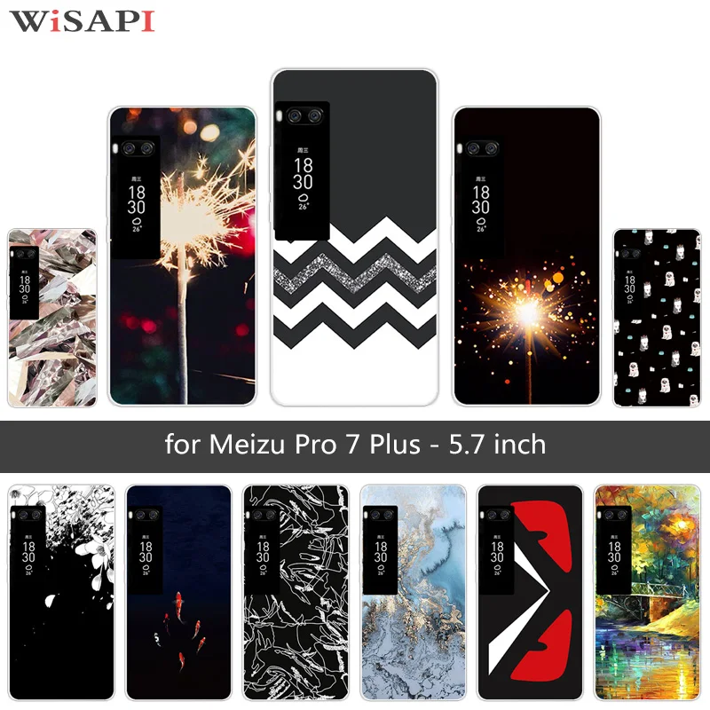 Для Meizu Pro 7 Plus задняя крышка Роскошные Мягкие силиконовые темные чехлы для