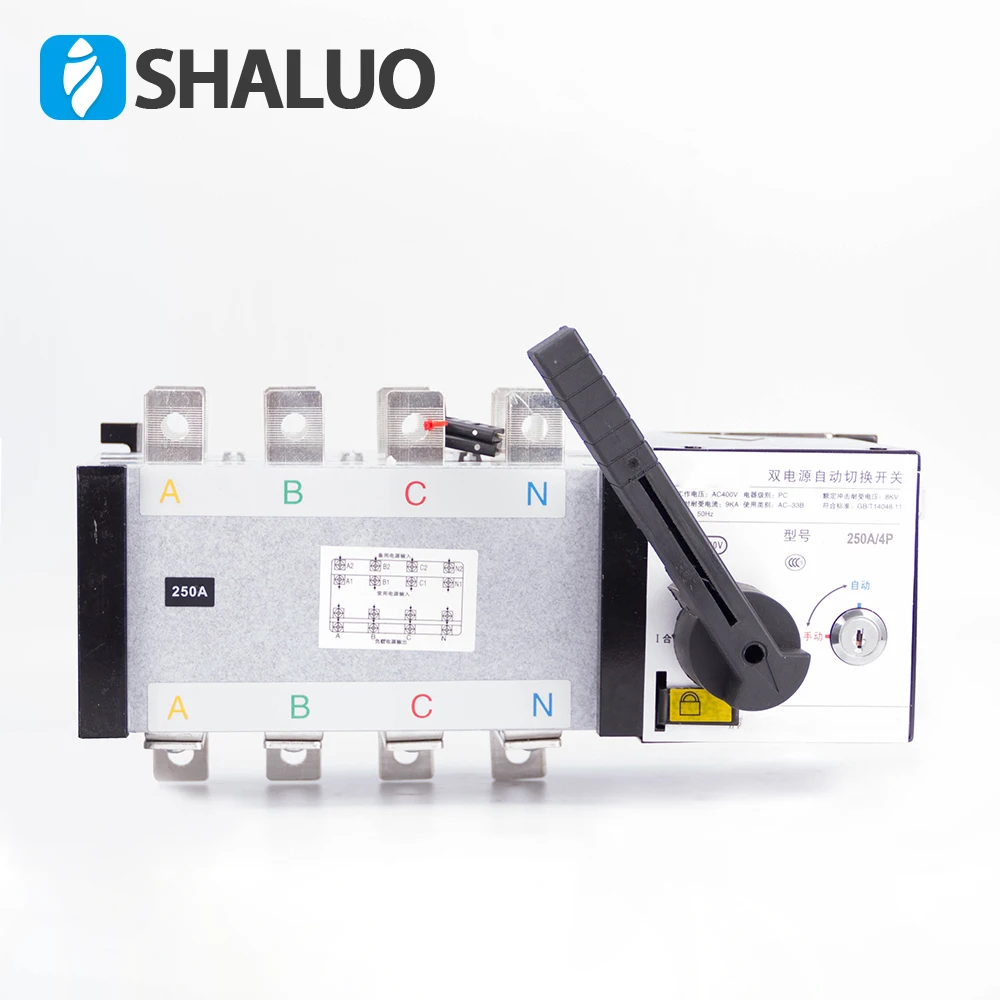 4P 250A 400V Dual Power Transfer Switch Universal switch ATS 220V ac diesel generator set part electric circuit breaker switch 630 amp ats diesel generator set controller box automatic transfer switch three phase dual power charge curcuit genset part