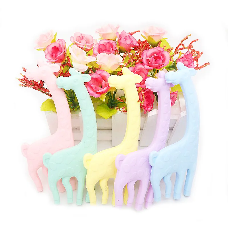 

Chenkai 10PCS Baby Silicone Giraffe Teether Baby Chewable Nursing Pendant For DIY Infant Silicone Bracelet Necklace Pendant Toy