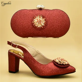 

Hot sale poited toe high heel sandals and purse fashion shoes with evening handbag set 108-1 heel height 7cm