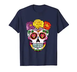 Возьмите новый для мужчин рубашка красочный цветок сахарный череп день мертвых маскарадная футболка 2