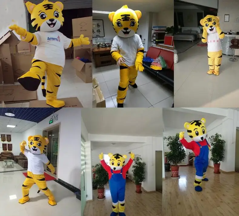 

The Tiger Mascot Costume Yellow King Tiger Bear Mascot Costume Suit Animal Cartoon Fancy Dress Adult Size Free Shipping