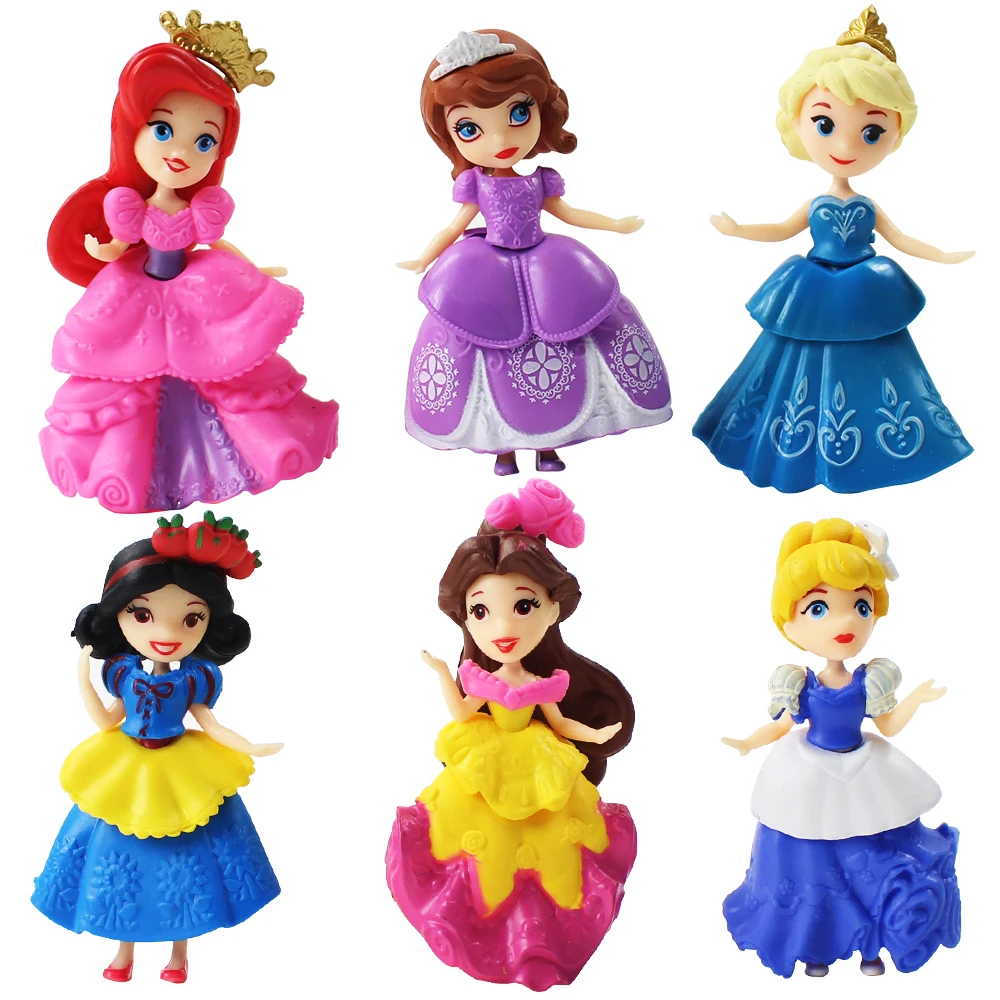 6pcs/lot Princess Dolls Girl's Toys Princess Sofia Belle Snow White