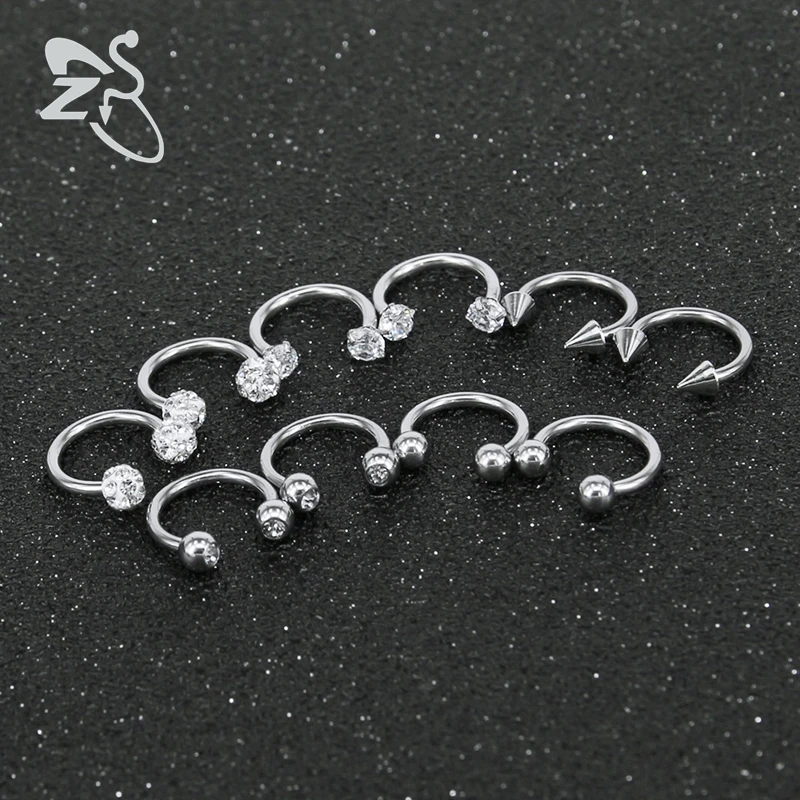 ZS 5 парт/Лот 16G хирургический стальной Нос Stud BCR пирсинг для носа ушей бровей губ
