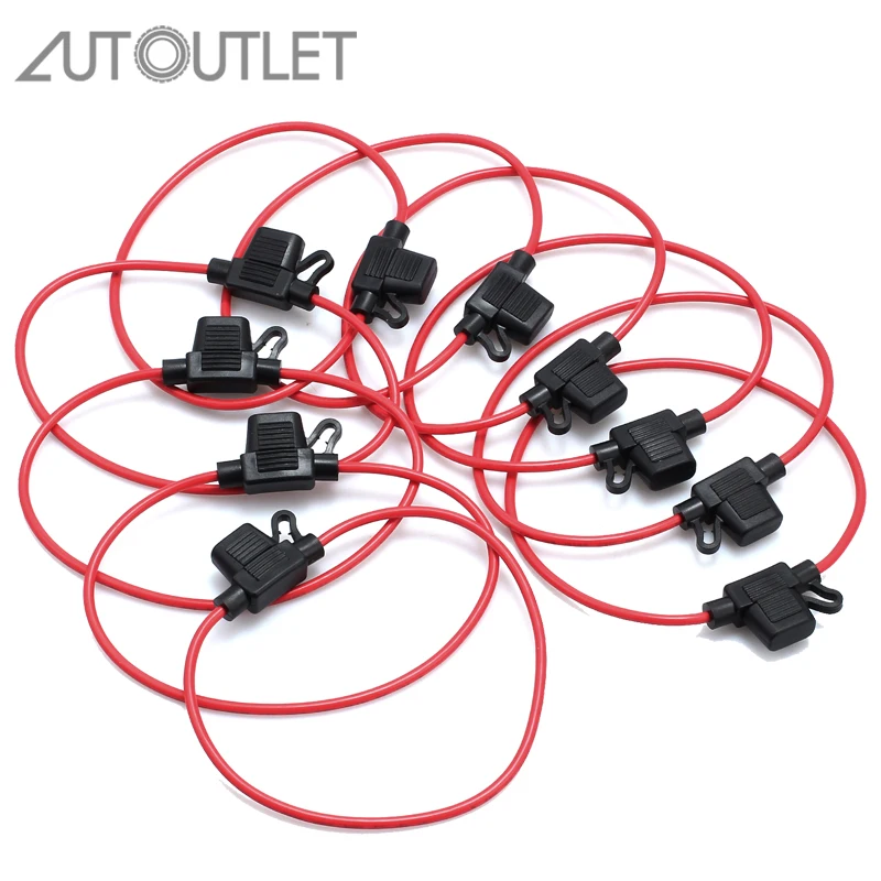

AUTOUTLET 10 Pcs ATM/ATC 14 AWG Oxygen Free Copper Mini Blade Fuse Holder Splash Proof for 12V 20A Fuses For Car Boat RV