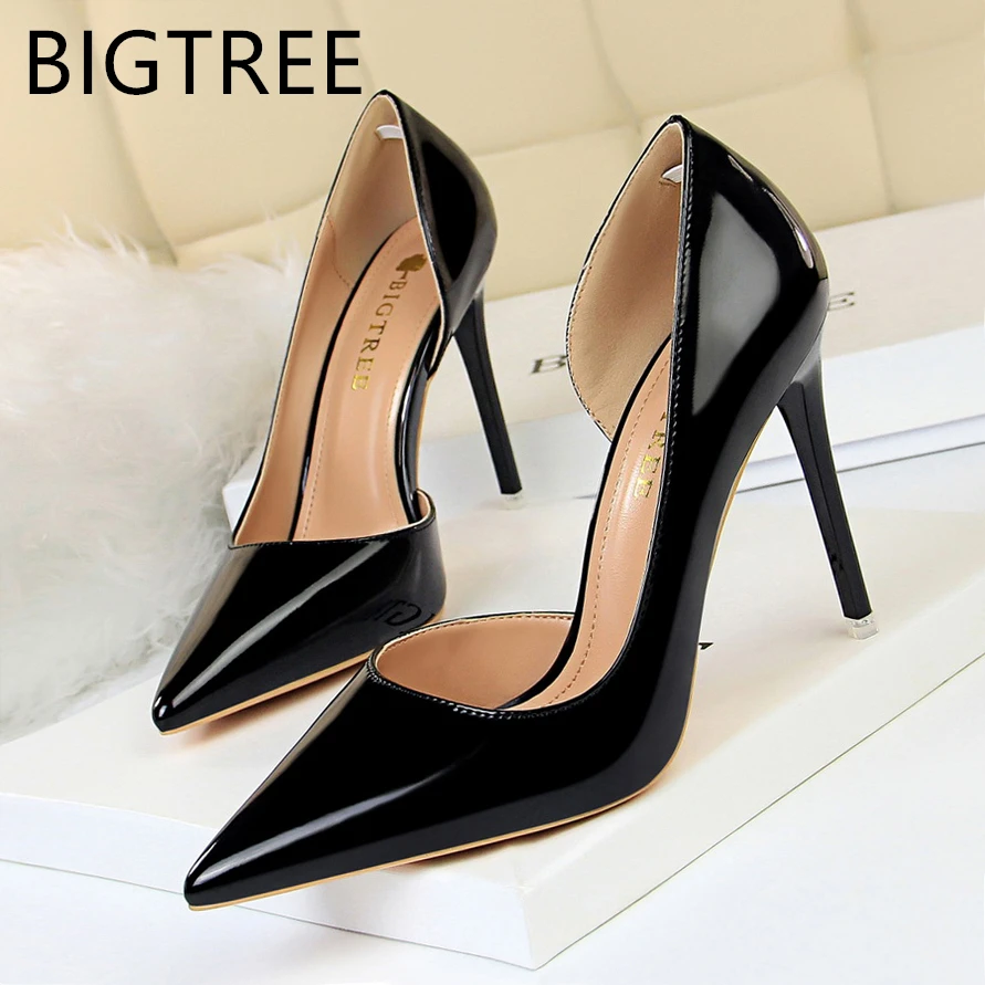 

BIGTREE Shoes New Patent Leather Wonen Pumps Fashion Office Shoes Women Sexy High Heels Shoes Women's Wedding Shoes Party