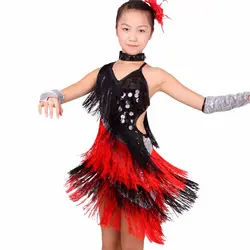 Новинка 2017 года Детский костюм для девочек латинская юбка для танцев спинки современная одежда для сцены точно Одежда для танцев с лямкой