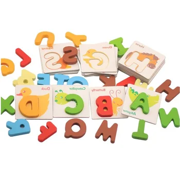 

Children Learning English Letters Alphabet Matching Words English Puzzle Toy Kids Desk Game Phonics 26 letters wood Jigsaw toy
