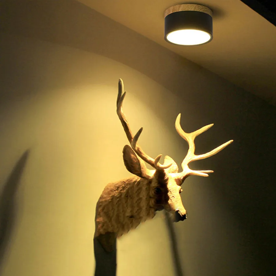 Thrisdar 12 Вт Деревянный алюминиевый светодиодный точечный осветитель поверхностного монтажа светодиодный светильник для кухни спальни прохода Светодиодная лампа на потолок в Коридор светильник