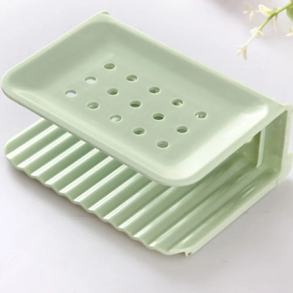 Home Accessories Box Wall Soap Dish Dry Bathroom Double Layer Sucker Kitchen Basket Drain Water Tools Stand