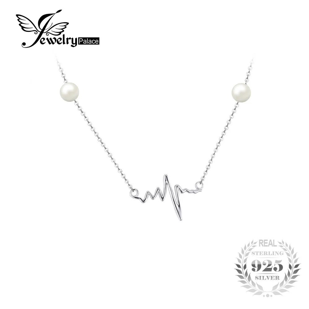 

JewelryPalace Heart Waves Round 5mm Freshwater Cultured Pearl 45cm Box Chain Choker Strand Necklace 925 Sterling Silver