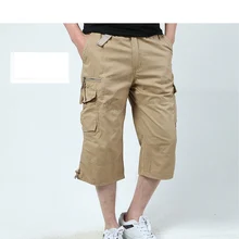 Мужские короткие летние армейские зеленые хлопковые шорты мужские свободные шорты с несколькими карманами мужские повседневные брюки