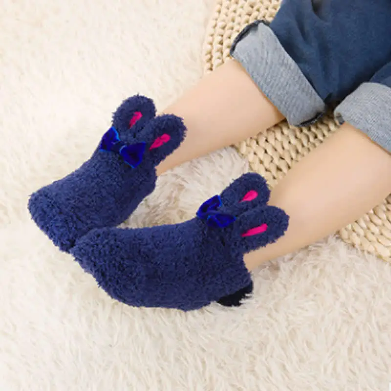 Новые рождественские удобные носки-тапочки для девочек супер мягкие пушистые теплые зимние Нескользящие милые носки толстые детские носки из кораллового флиса
