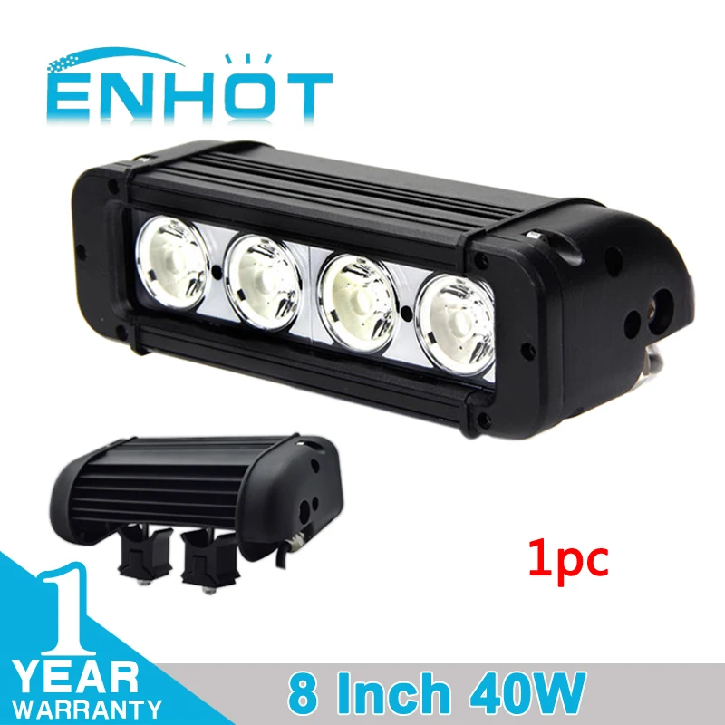 

ENHOT 8" 40W Cree LED CHIP Light Bar for Work Lamp Tractor Boat Off Road 4WD 4x4 Truck Trailer SUV ATV Motorcycle IP68 12v 24v