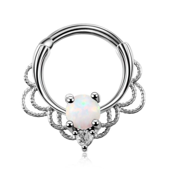 Copper Nose Hoop Septum Rings Crystal Ear Helix Clicker Piercings CZ Cartilage Daith Rook Earring Tragus Piercings Jewelry