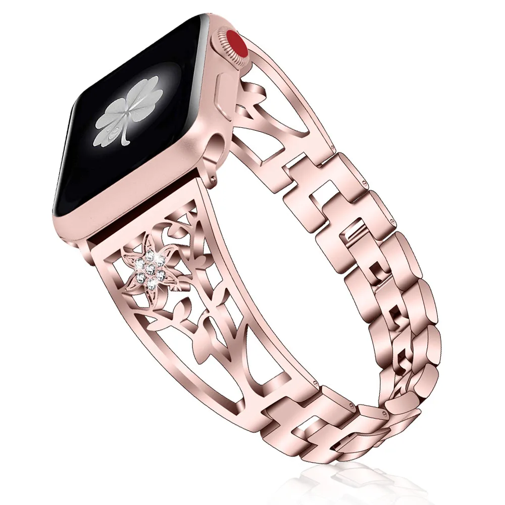 

Luxury Women Stainless Steel Bracelet for Apple Watch Band Series 5 4 3 2 Strap for iWatch 40/44/38/42mm Detachable Accessories