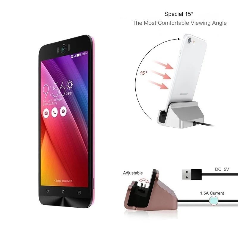 

Dock Station Micro USB Type C Charging Station For Asus Zenfone Go ZC451TG ZB500KL Zenfone Live ZB501KL Charger Docking Station