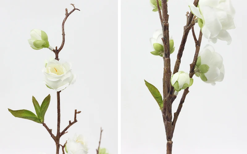 JAROWN Artificial Flowers For Plum Blossom Fake Leaves Table Arrange Silk Flowers For Wedding Home Party Decoration Accessory  (15)