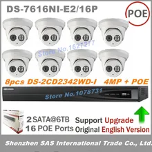 8pcs Hikvision DS-2CD2342WD-I 4MP EXIR CCTV Camera + Hikvision NVR DS-7616NI-E2/16P 6MP Resolution Recording