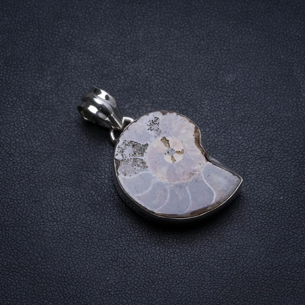 

Natural Ammonite Fossil Handmade Unique 925 Sterling Silver Pendant 1.5" X1360