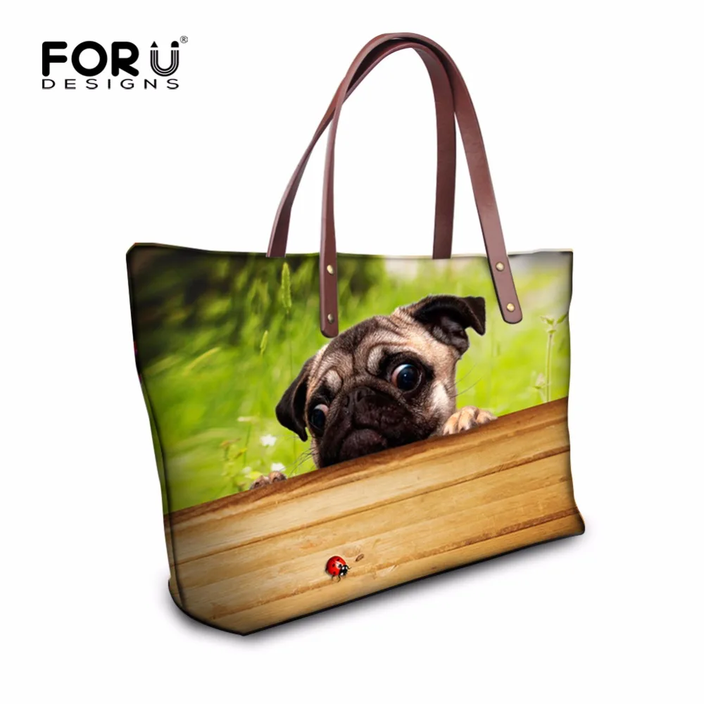 Pug Dog Womens Tote Bags Canvas Shoulder Bag Casual Handbags