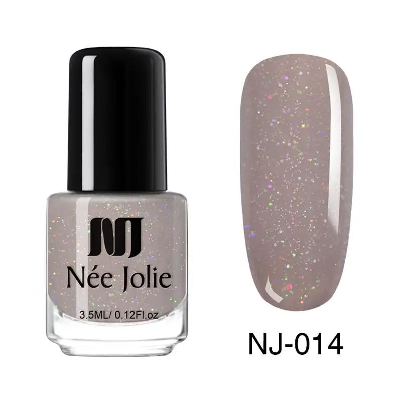 NEE JOLIE 18 Colors Shimmer Nail Polish Pure Nail Color Pink Purple Gray Series Glimmer Fast Dry Nail Art Varnish 3.5ml - Цвет: NJ-014