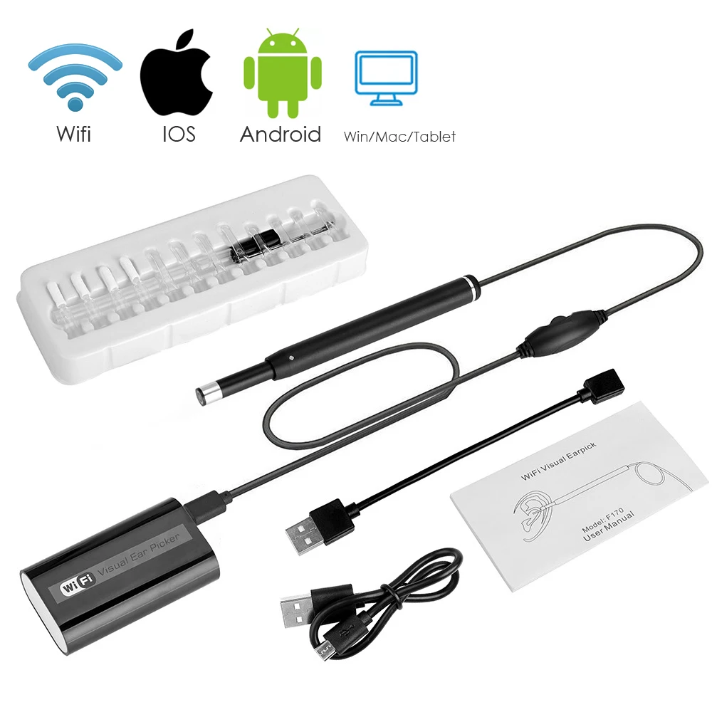 

Medical Rechargeable USB HD Wifi Wireless Ear Endoscope Otoscope Spoon Camera Borescope Android PC IOS Tablet Iphone Pick Tool