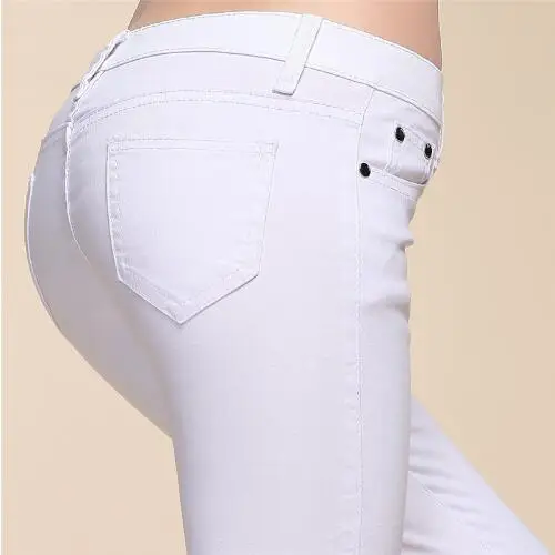 2018 Ladies High Waist Jeans Trousers Women Black White Women Pants Pencil Skinny Harem Pants Slim Elastic Pantalon Femme