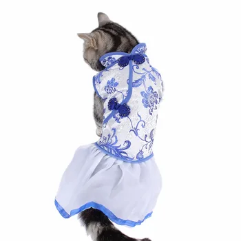

PipiFren Chinese style Dogs Dresses Lace Wedding Princess Skirt For Pets Party Dress Tutu Cats Dog Shirts In Clothes robe chien