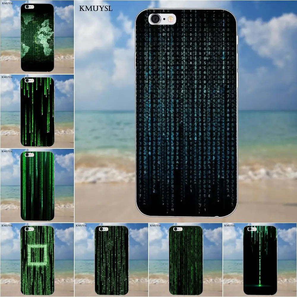

Kmuysl Matrix Code For iPhone X 4 4S 5 5C SE 6 6S 7 8 Plus Galaxy S5 S6 S7 S8 Grand Core II Prime Alpha Soft Coque Case Capa