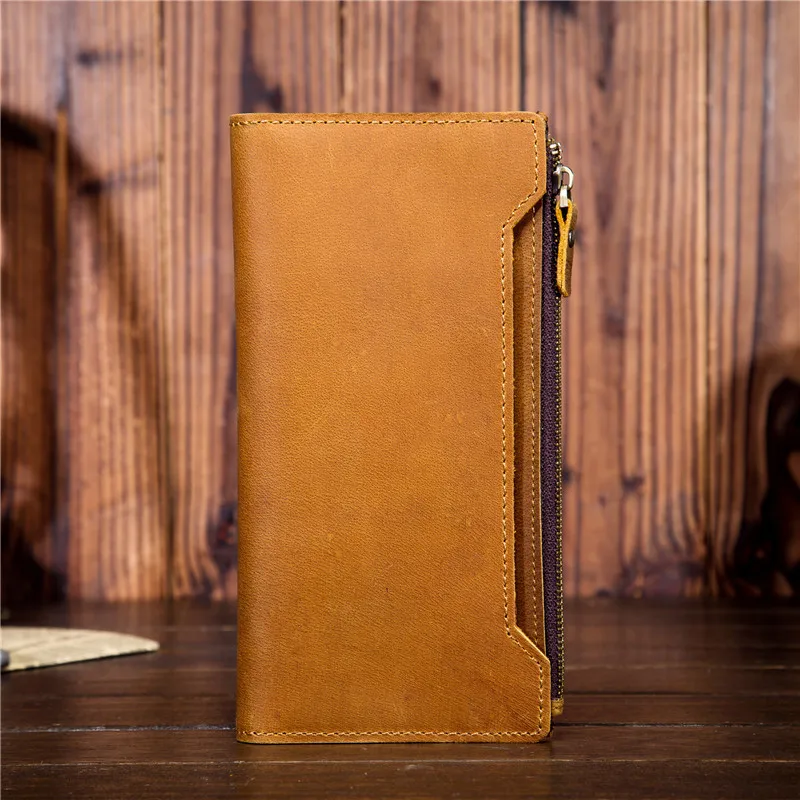 

crazy horse leather men's long wallet leather pure first layer leather wallet vintage wallet 5505 - 3