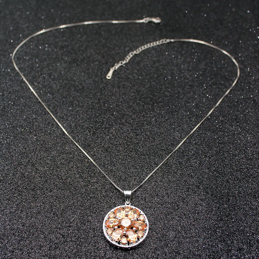 

Hermosa New Arrival Multi Charm Morganite 925 Sterling Silver For Women Charms Pendant Chain Necklace 20 Inch