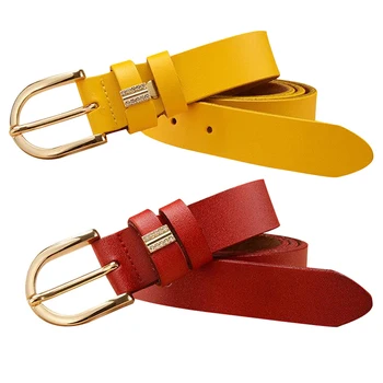 

6PCS / LOT SINGYOU Women's Belt Casual All-match Black Waist Belt Simple Designer Pin Buckle Genuine Leather Belt