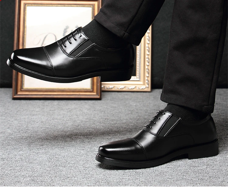 Новая мужская качественная кожаная обувь с микрофиброй, размер 38-44, кожаная Осенняя офисная обувь с верхним носком мягкая мужская обувь