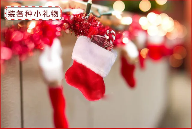 10pcs Mini Solid Color Plush Christmas Stocking Santa Bag 10pcs Mini Solid Color Plush Christmas Stocking Santa Bag Dining Table Knife Fork Restaurant Tableware