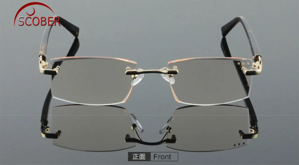 Buy = SCOBER = Diamond cutting 100% Titanium alloy Rimless Royal Deluxe men women Gradient reading glasses +1 +1.5 +2 +2.5 +3