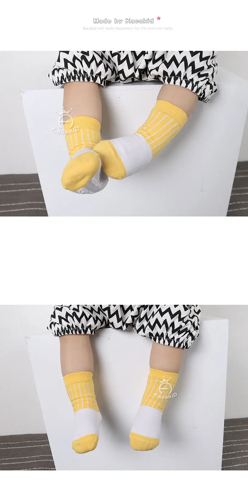 Kacakid 2024 New Stripe Color Patchwork Non Slip Boys Girls Cotton Socks Cheap Stuff Meias Infantil Kids Socks 0-4 Years 7