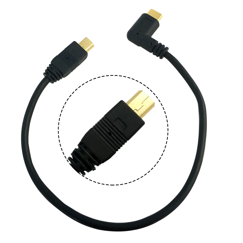DANSPEED Портативный Mini USB 5-контактный штекер Тип C Male угол кабель адаптер конвертер OTG USB для синхронизации данных и зарядки шнур 25 см
