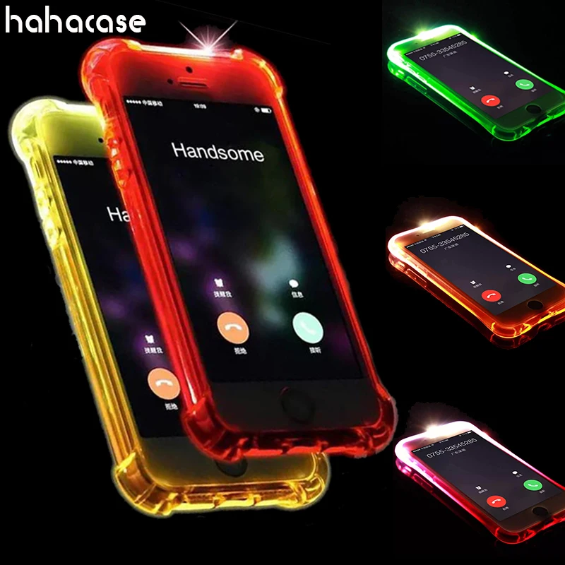 100pcs LED Call Light Up Flash Transparent Case For iPhone
